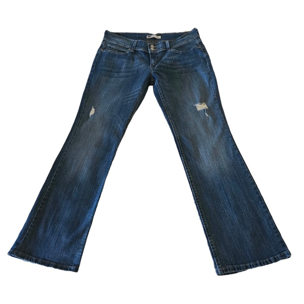 Levi’s 524 Too Superlow Bootcut Jeans Women’s 13M Medium Wash Back Snap Pockets